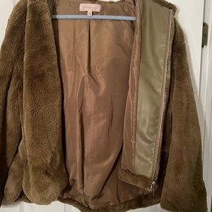 hunter green faux fur philosophy jacket